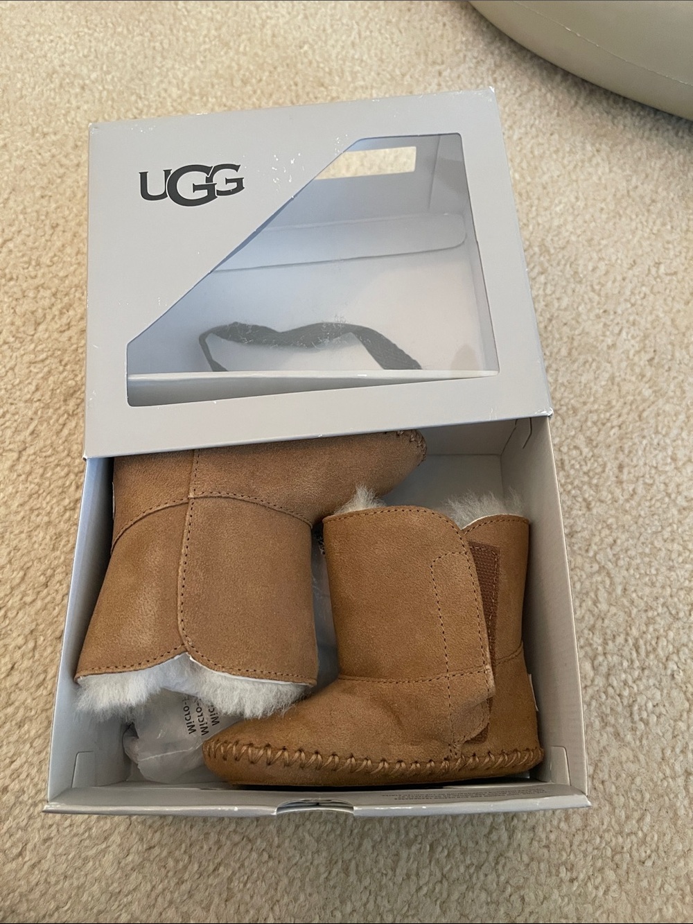 UGG Baby Shearling-Lined Chestnut Suede Booties